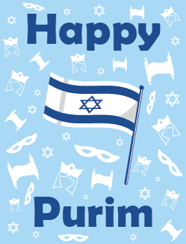Happy Purim Israel Flag english preview